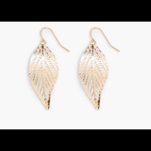Golden feather drop earrings. New - Picture 2 of 4